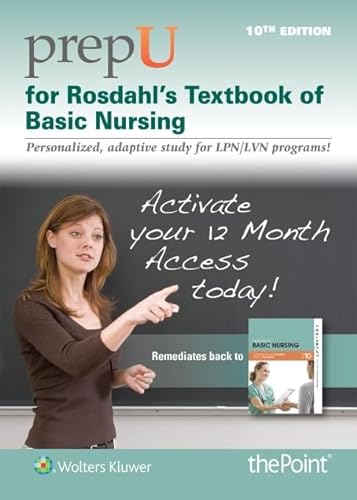 9781451170467: PrepU for Rosdahl's Textbook of Basic Nursing
