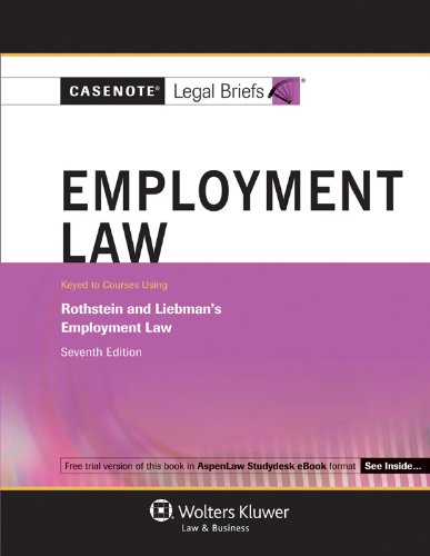 Imagen de archivo de Employment Law: Keyed to Courses Using Rothstein and Liebman's Employment Law a la venta por ThriftBooks-Atlanta