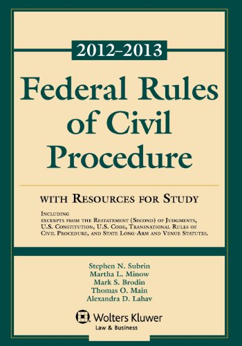 Beispielbild fr Federal Rules of Civil Procedure with Resources for Study 2012-2013 zum Verkauf von Better World Books