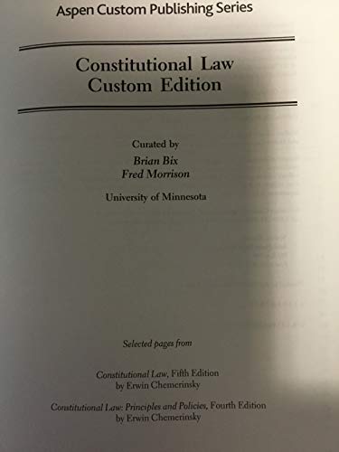 Stock image for Constitutional Law Custom Ed. University of Minnesota for sale by HPB-Red