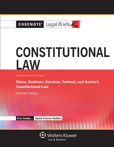 Imagen de archivo de Casenote Legal Briefs for Constitutional Law, Keyed to Stone, Seidman, Sunstein, Tushnet, and Karlan a la venta por ThriftBooks-Atlanta