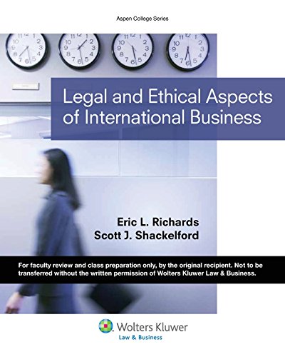 Beispielbild fr Legal and Ethical Aspects of International Business zum Verkauf von Better World Books