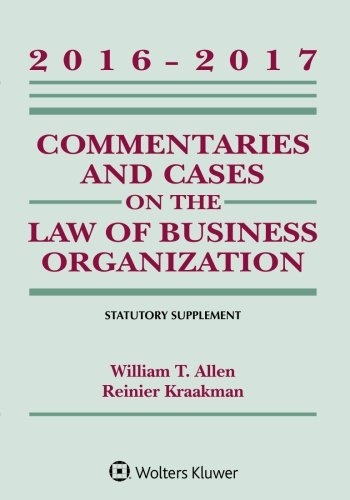 Beispielbild fr Commentaries and Cases on the Law of Business Organizations 20162017 Statutory Supplement zum Verkauf von Buchpark