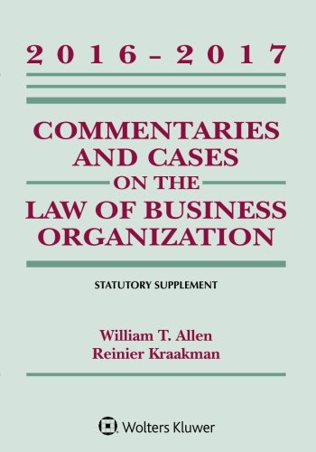 Imagen de archivo de Commentaries and Cases on the Law of Business Organizations: 2016-2017 Statutory Supplement a la venta por ThriftBooks-Dallas