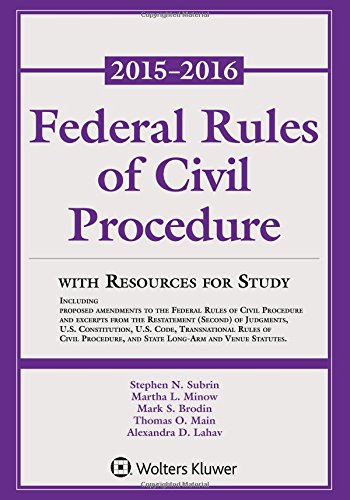 Beispielbild fr Federal Rule Civil Procedure 2015-2016 Statutory Supplement with Resources for Study zum Verkauf von SecondSale