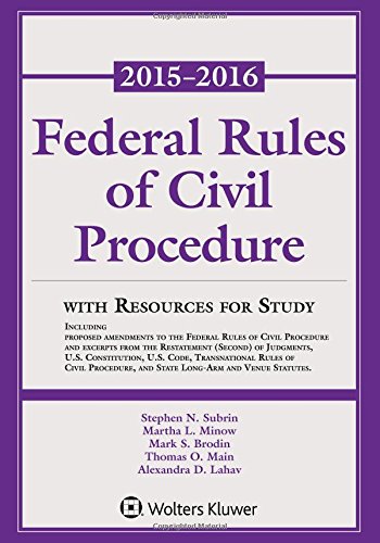 Stock image for Federal Rules of Civil Procedure: with Resources for Study, 2015-2016 Statutory Supplement for sale by Better World Books