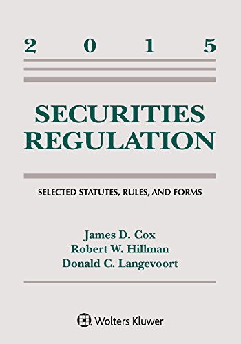 Imagen de archivo de Securities Regulation: Selected Statutes Rules and Forms Supplement a la venta por BookHolders