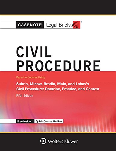 Beispielbild fr Civil Procedure Keyed to Subrin, Minow, Brodin, Main, and Lahav zum Verkauf von Better World Books