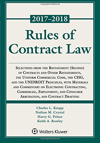 Beispielbild fr Rules of Contract Law, 2017-2018 Statutory Supplement zum Verkauf von BooksRun