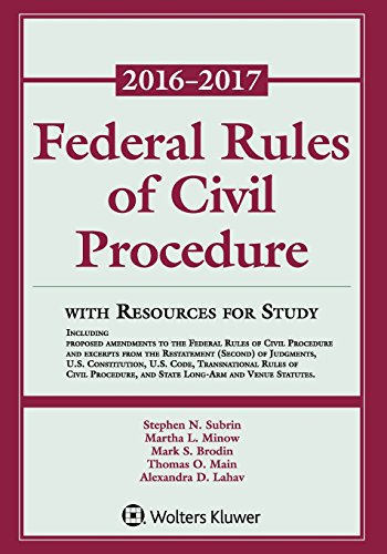 Stock image for Federal Rules of Civil Procedure: 2016-2017 Statutory Supplement with Resources for Study for sale by ThriftBooks-Dallas