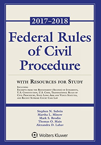 Beispielbild fr Federal Rules of Civil Procedure : 2017-2018 Statutory Supplement with Resources for Study zum Verkauf von Better World Books