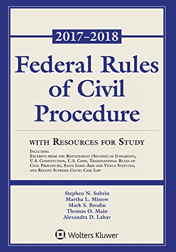 Imagen de archivo de Federal Rules of Civil Procedure : 2017-2018 Statutory Supplement with Resources for Study a la venta por Better World Books