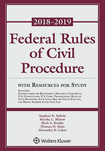 Stock image for Federal Rules of Civil Procedure : 2018-2019 Statutory Supplement with Resources for Study for sale by Better World Books: West