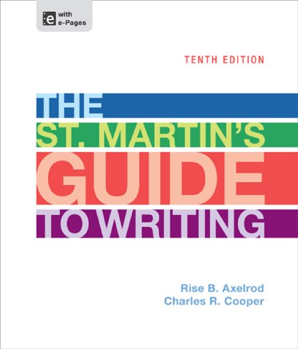Beispielbild fr The St. Martin's Guide to Writing zum Verkauf von Better World Books