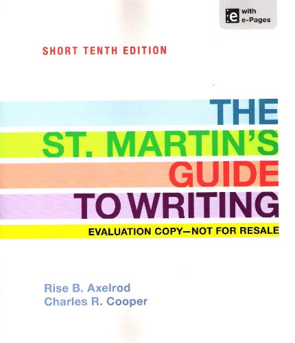 Stock image for The St. Martin's Guide to Writing Short Edition (Evaluation Copy) for sale by ThriftBooks-Dallas