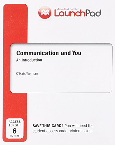 Beispielbild fr LaunchPad for Communication and You (Six Month Access) O'Hair, Dan and Wiemann, Mary zum Verkauf von Bookseller909