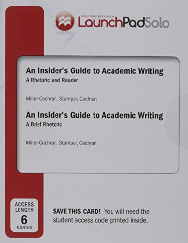 Stock image for LaunchPad Solo for The Insider's Guide to Academic Writing (Six Month Access) for sale by Irish Booksellers