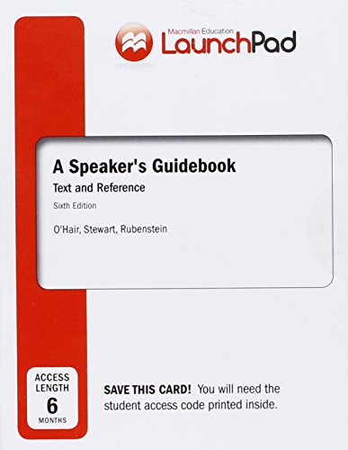 Imagen de archivo de LaunchPad for A Speaker's Guidebook (Six Month Access) a la venta por HPB-Red
