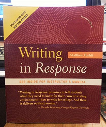 Beispielbild fr I.E. WRITING IN RESPONSE 2ND.ED. 2016 zum Verkauf von Better World Books