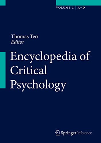 Stock image for Encyclopedia of Critical Psychology (4 Volumes) for sale by Book Dispensary