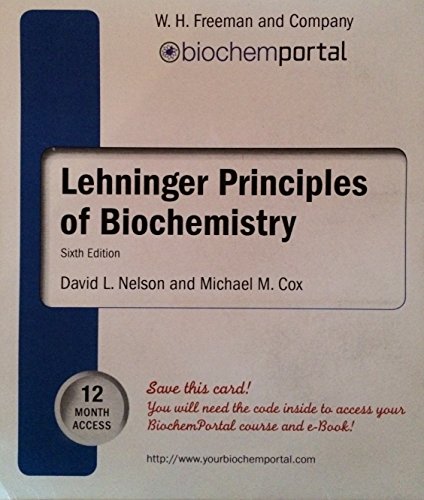 Imagen de archivo de Lehninger Principles of Biochemistry [Sixth Ed.] 12 Month Access Code a la venta por Bulrushed Books