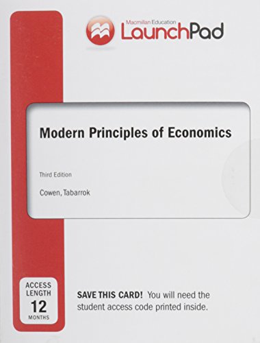 Imagen de archivo de LaunchPad for Cowen's Modern Principles of Economics (12 month access) a la venta por Bulrushed Books