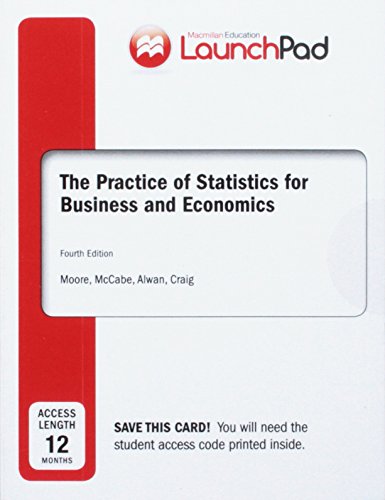 Beispielbild fr LaunchPad for Moore's The Practice of Statistics for Business and Economics (2-Term Access) Moore, David S.; McCabe, George P.; Alwan, Layth C.; Craig, Bruce A. and Duckworth, William M. zum Verkauf von Bookseller909