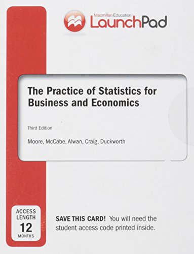 Imagen de archivo de LaunchPad for Moore&#39;s The Practice of Statistics for Business and Economics (12 month access) a la venta por Wrigley Books