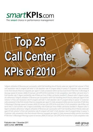 Imagen de archivo de Top 25 Call Center KPIs of 2010 a la venta por Revaluation Books
