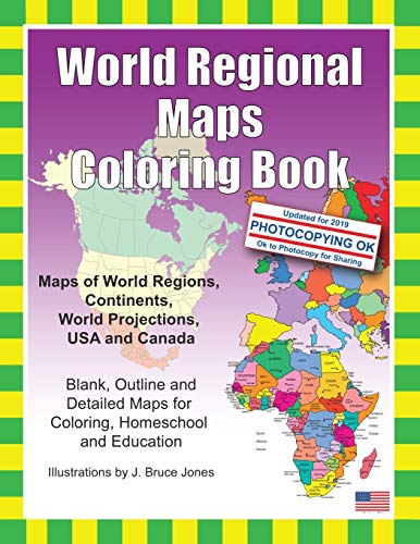 Imagen de archivo de World Regional Maps Coloring Book: Maps of World Regions, Continents, World Projections, USA and Canada a la venta por gwdetroit