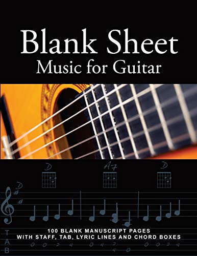 Beispielbild fr Blank Sheet Music for Guitar: 100 Blank Manuscript Pages with Staff, TAB, Lyric Lines and Chord Boxes zum Verkauf von AwesomeBooks