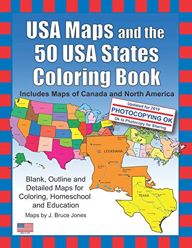 Imagen de archivo de USA Maps and the 50 USA States Coloring Book: Includes Maps of Canada and North America a la venta por SecondSale
