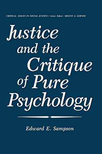9781468481655: Justice and the Critique of Pure Psychology