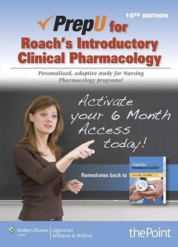 Beispielbild fr PrepU for Roach's Introductory Clinical Pharmacology zum Verkauf von HPB-Red