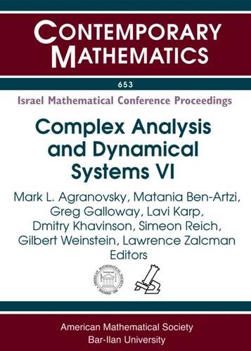 Imagen de archivo de Israel Mathematical Conference Proceedings: Complex Analysis and Dynamical Systems VI, Sixth International Conference, on the Occasion of David Shoikh a la venta por ThriftBooks-Atlanta