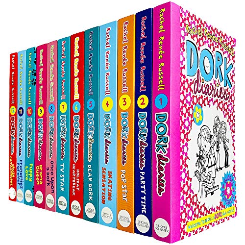 Stock image for Dork Diaries By Rachel Renee Russell 12 Books Collection Set (Puppy Love, Holiday Heartbreak, TV Star, Pop Star, Frenemies Forever, Skating Sensation, Party Time) for sale by Books Unplugged