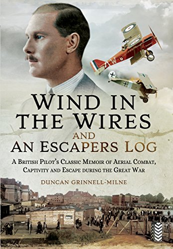 Stock image for WIND IN THE WIRES AND AN ESCAPER  S LOGA British Pilot's Classic Memoir of Aerial Combat, Captivity and Escape During the Great War for sale by Naval and Military Press Ltd
