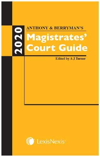 Beispielbild fr Anthony and Berryman's Magistrates' Court Guide 2020 zum Verkauf von Buchpark
