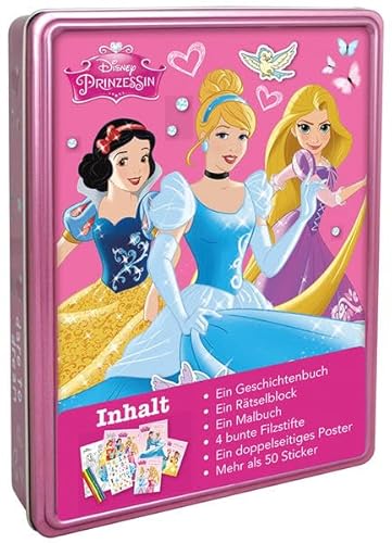 9781474813419: Disney - Happy Tin Prinzessin: Geprgte Metall-Aufbewahrungsbox mit Geschichtenbuch, Malblock, Rtselblock, Stickern, Malstiften und einem Poster