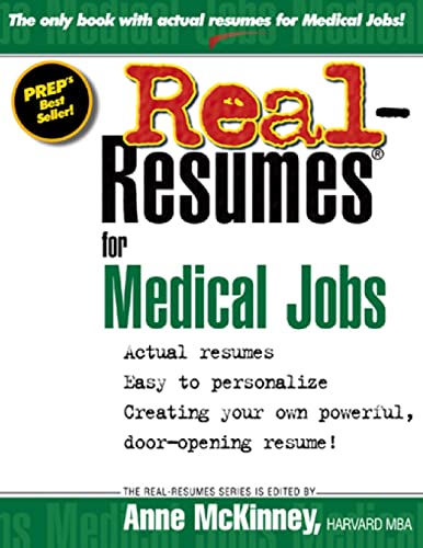 Beispielbild fr Real-Resumes for Medical Jobs zum Verkauf von Better World Books