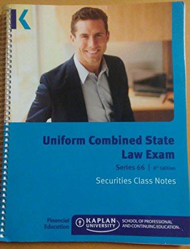 Beispielbild fr Uniform Combines State Law Exam, Series 66 8th Edition, Kaplan zum Verkauf von ThriftBooks-Atlanta