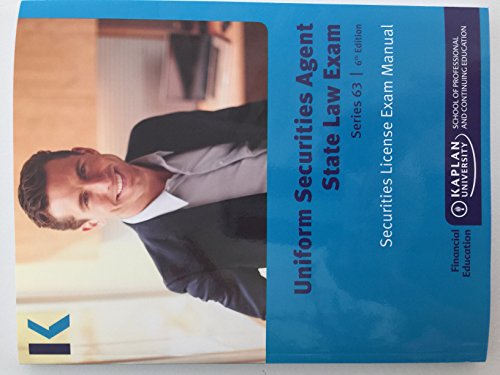 9781475427011: Kaplan Series 63 Securities License Exam Manual and SecuritiesPro QBank, Uniform Securities Agent State Law Exam 6th edition 2014 by Kaplan (2014-11-06)