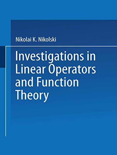 9781475715286: Investigations in Linear Operators and Function Theory: Part I (Seminars in mathematics)