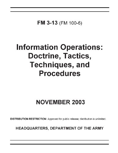 Beispielbild fr FM 3-13 (FM 100-6) Information Operations: Doctrine, Tactics, Techniques, and Procedures November 2003 zum Verkauf von Red's Corner LLC
