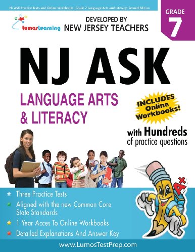 Stock image for NJ ASK Practice Tests and Online Workbooks: Grade 7 Language Arts and Literacy, Second Edition: Common Core State Standards Aligned for sale by Buyback Express