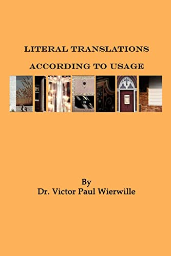 9781482768961: Literal Translations According to Usage