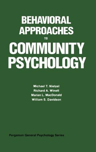 Imagen de stock para Behavioral Approaches to Community Psychology: Pergamon General Psychology Series