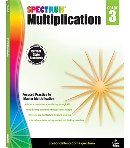 Stock image for Spectrum Grade 3 Multiplication Workbooks, Ages 8 to 9, Multiplication Through 100, Test Prep, and Critical Thinking 3rd Grade Math Practice, 3rd Grade Multiplication Workbook for Kids (Volume 5) for sale by Dream Books Co.