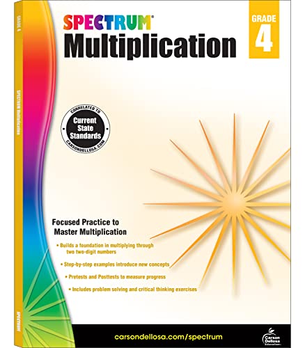 Stock image for Spectrum 4th Grade Multiplication Workbook-State Standards Mathematics Practice, Activities With Examples, Tests, Answer Key for Homeschool or Classroom (96 pgs) for sale by Wonder Book