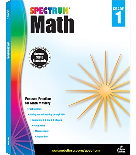 Stock image for Spectrum 1st Grade Math Workbooks, Ages 6 to 7, Grade 1 Math Workbook, Adding and Subtracting Through 100, Place Value, Fact Families, 2-D and 3-D Shapes - 160 Pages (Volume 42) for sale by Gulf Coast Books